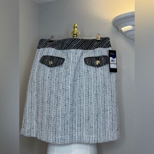 Karl Lagerfeld Black and White Tweed Pencil Skirt by Size 12 New with Tags
